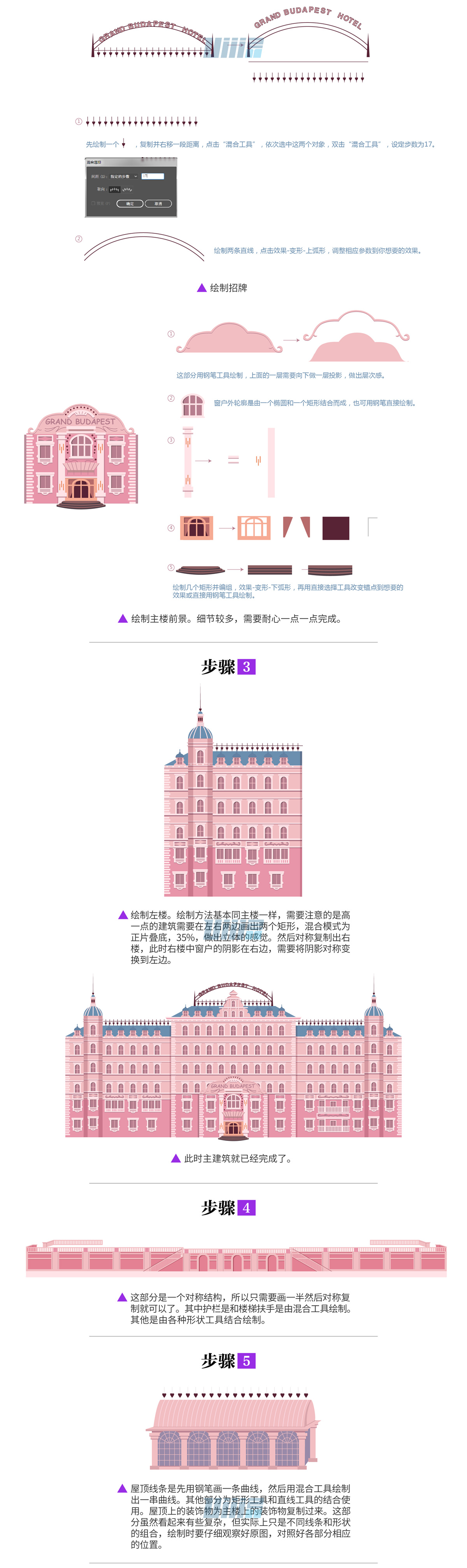 AI教程！教你绘制《布达佩斯大饭店》场景插画